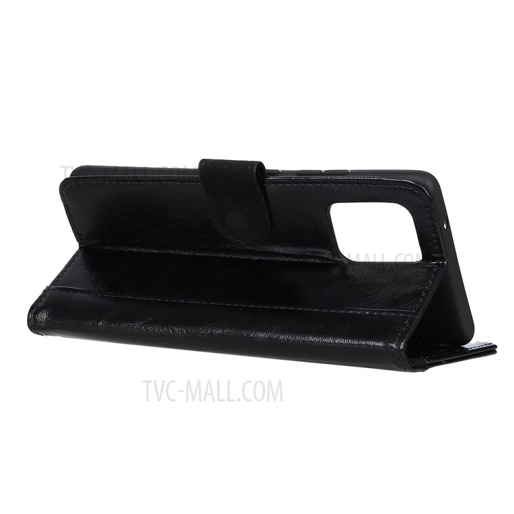 Guscio In Pelle Crosta Pazzo Pelle Cavallo Supporto Portafoglio Per Samsung Galaxy A51 - Nero-8