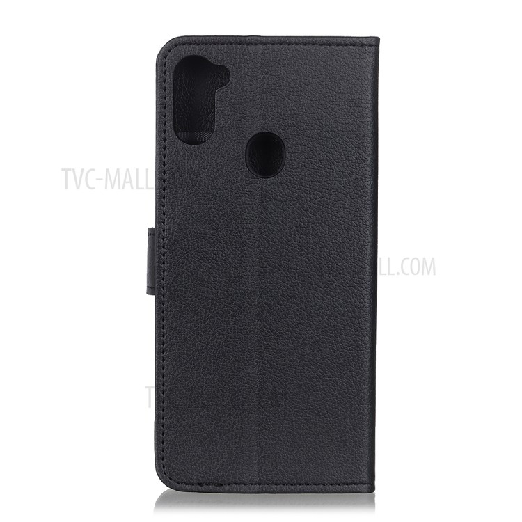 Litchi Skin Texture Wallet Leather Shell for Samsung Galaxy A11 - Black-8