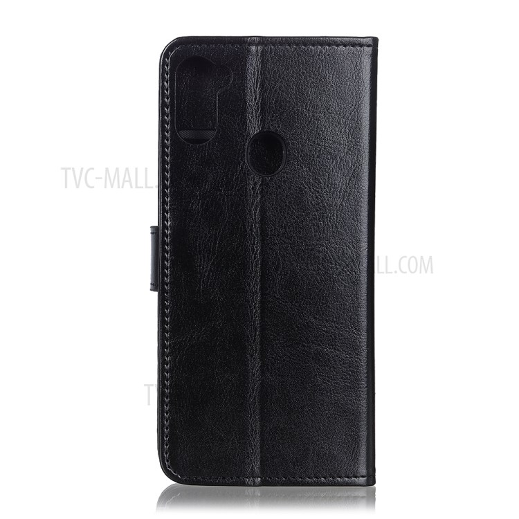 Crazy Horse Skin Wallet Stand Magnetic Leather Covering for Samsung Galaxy A11 - Black-8