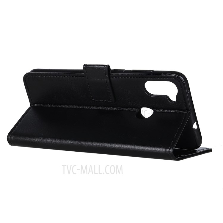 Crazy Horse Skin Wallet Stand Magnetic Leather Covering for Samsung Galaxy A11 - Black-9