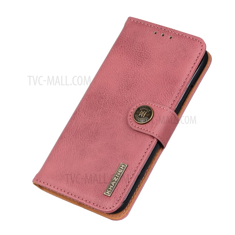 KHAZNEH Wallet Stand Flip Leather Cell Phone Shell for Samsung Galaxy A70e - Pink-5