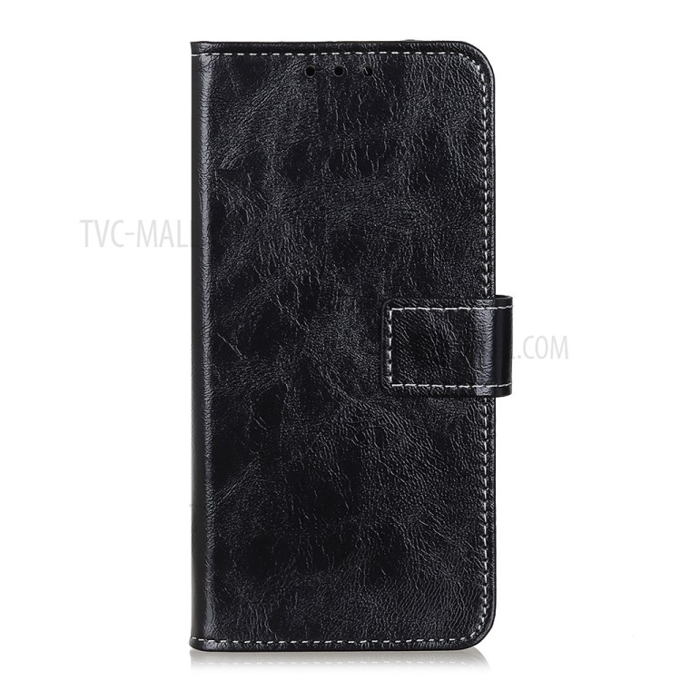 Vintage Style Crazy Horse Leather Wallet Phone Case for Samsung Galaxy A70e - Black-4