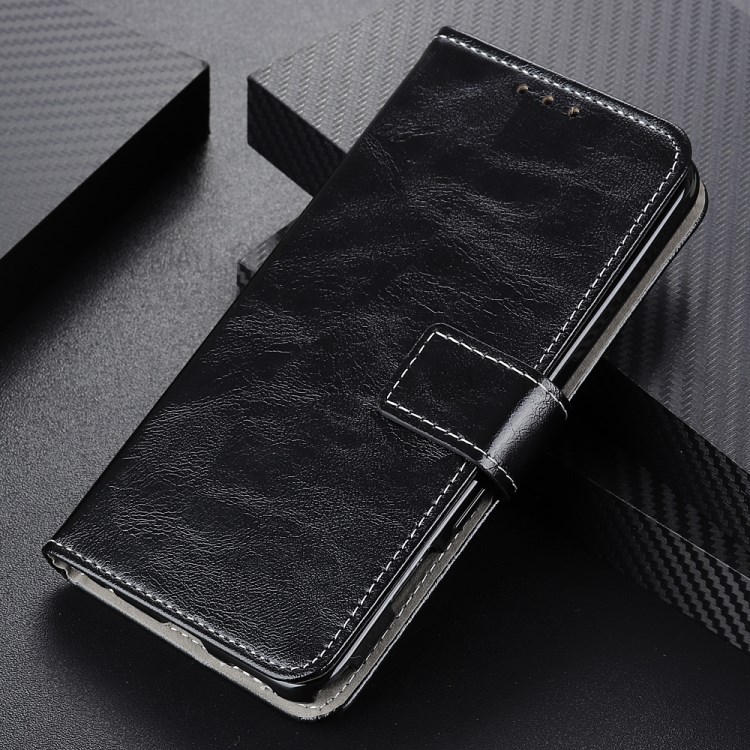 Vintage Style Crazy Horse Leather Wallet Phone Case for Samsung Galaxy A70e - Black-9