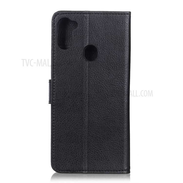 Carteira Superfície Caso De Telefone Estande De Couro Lichia Para Samsung Galaxy A11 - Preto-10