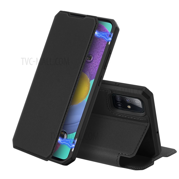 DUX DUCIS Skin X Series Leather Magnetic Flip Cover with Card Holder for Samsung Galaxy A51 - Black-1