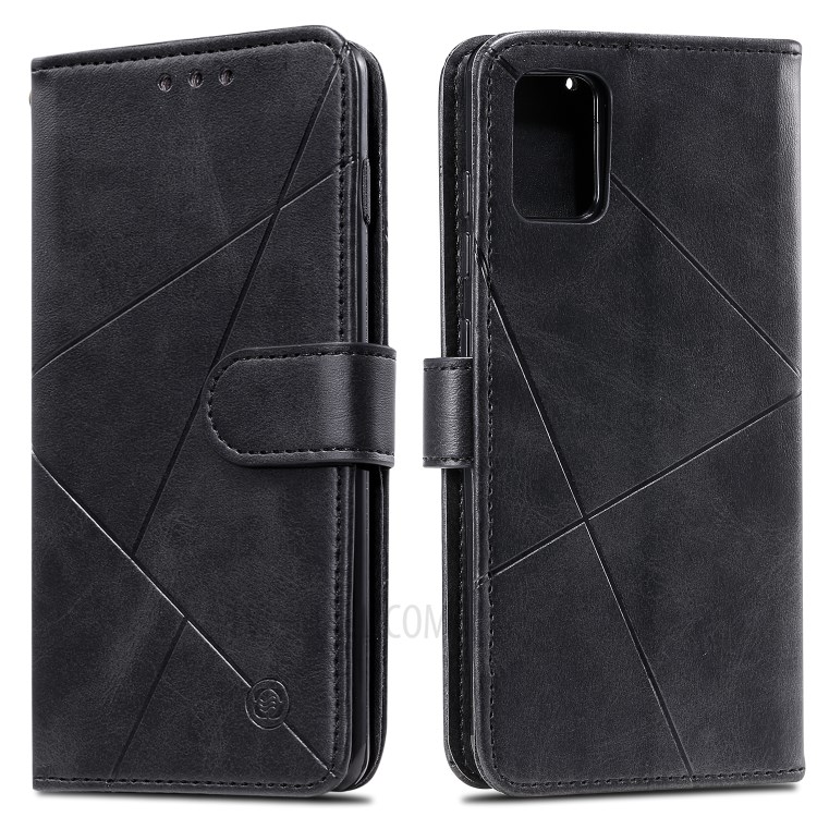 Padrão Carteira Caso Couro Telefone Geométrica Para Samsung Galaxy A91 / S10 Lite - Preto-1