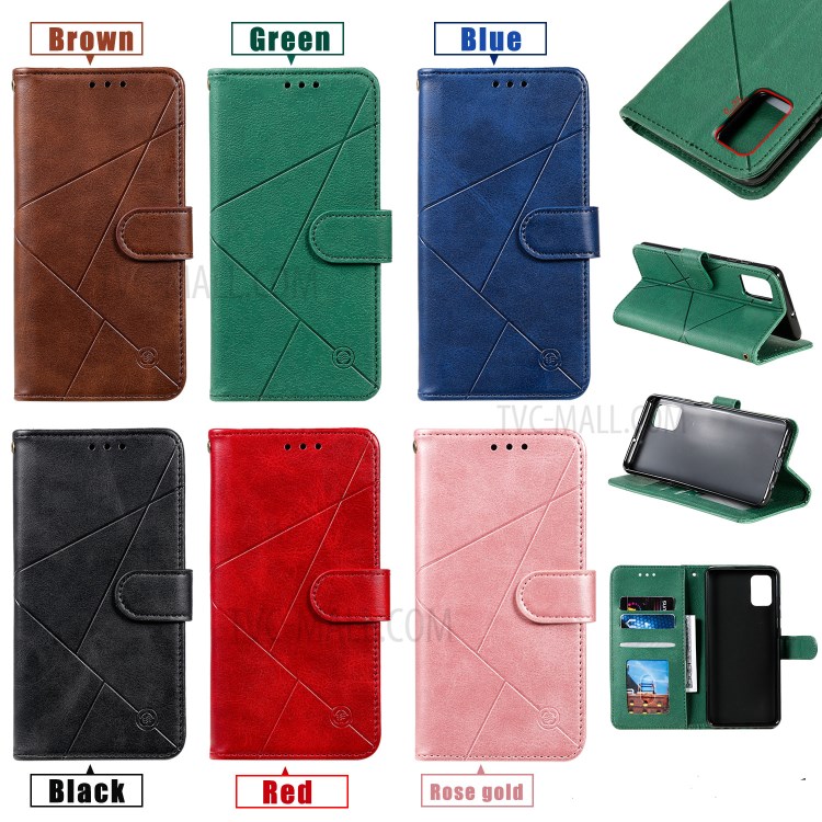 Padrão Carteira Caso Couro Telefone Geométrica Para Samsung Galaxy A91 / S10 Lite - Preto-11
