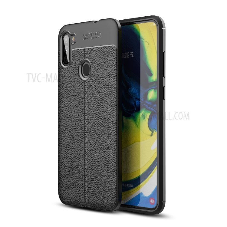Litchi Texture TPU Shell Case for Samsung Galaxy A11 - Black-1