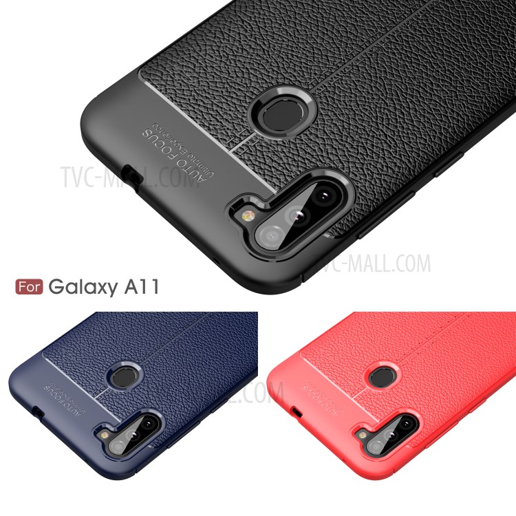 Litchi Texture TPU Shell Case for Samsung Galaxy A11 - Black-10