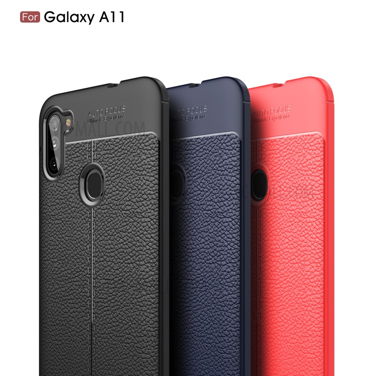 Litchi Texture TPU Shell Case for Samsung Galaxy A11 - Black-11