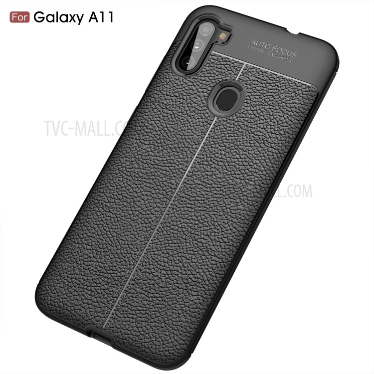 Litchi Texture TPU Shell Case for Samsung Galaxy A11 - Black-2