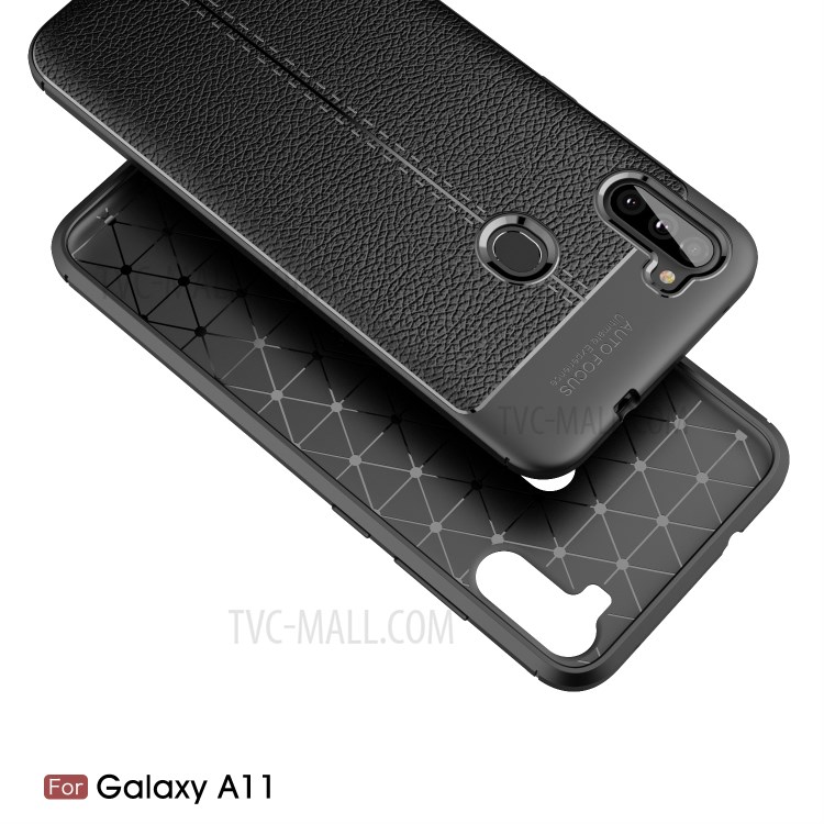 Litchi Texture TPU Shell Case for Samsung Galaxy A11 - Black-3