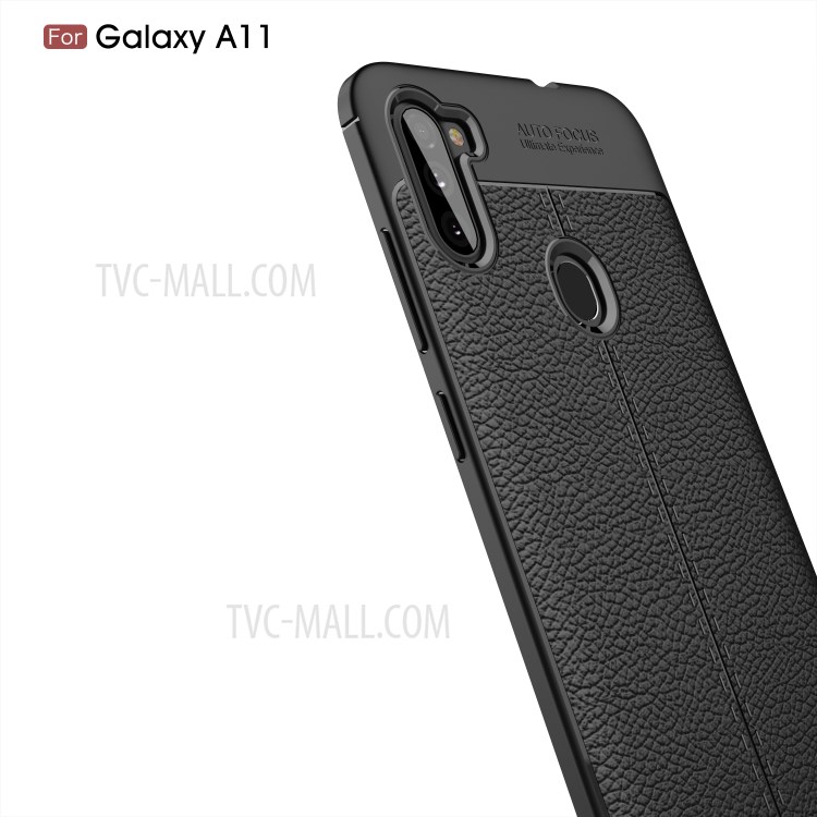 Litchi Texture TPU Shell Case for Samsung Galaxy A11 - Black-4