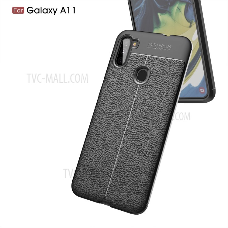 Litchi Texture TPU Shell Case for Samsung Galaxy A11 - Black-6