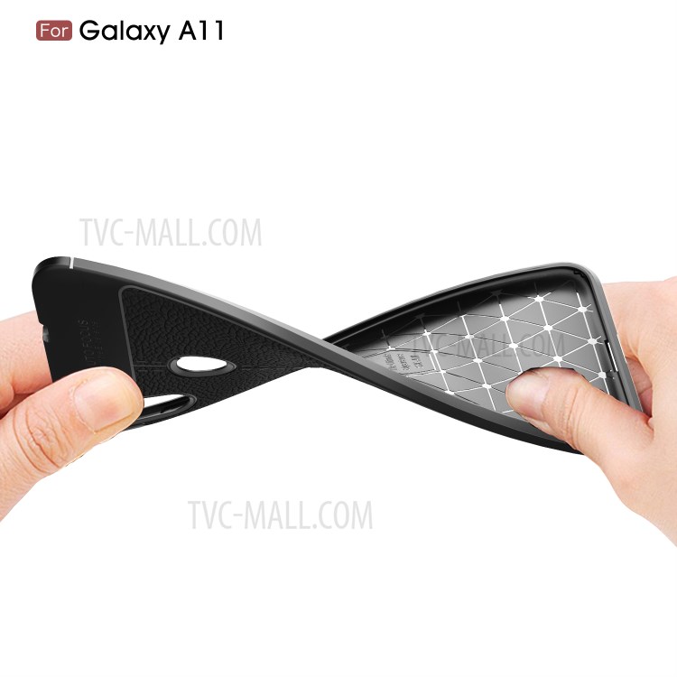 Litchi Texture TPU Shell Case for Samsung Galaxy A11 - Black-8