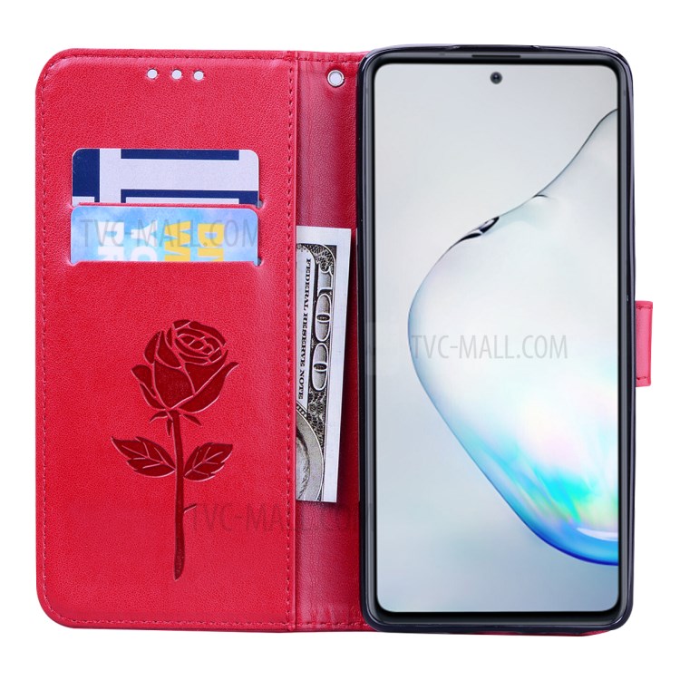 Impronta Rosa Coperture Del Telefono Del Fiore PU Cuoio Del Raccoglitore Per La Galassia A81 / 10 Nota Lite - Rosso-6