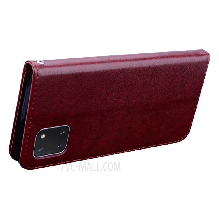 Imprint Rose Flower PU Leather Wallet Phone Shell for Samsung Galaxy A81/Note 10 Lite - Brown-2