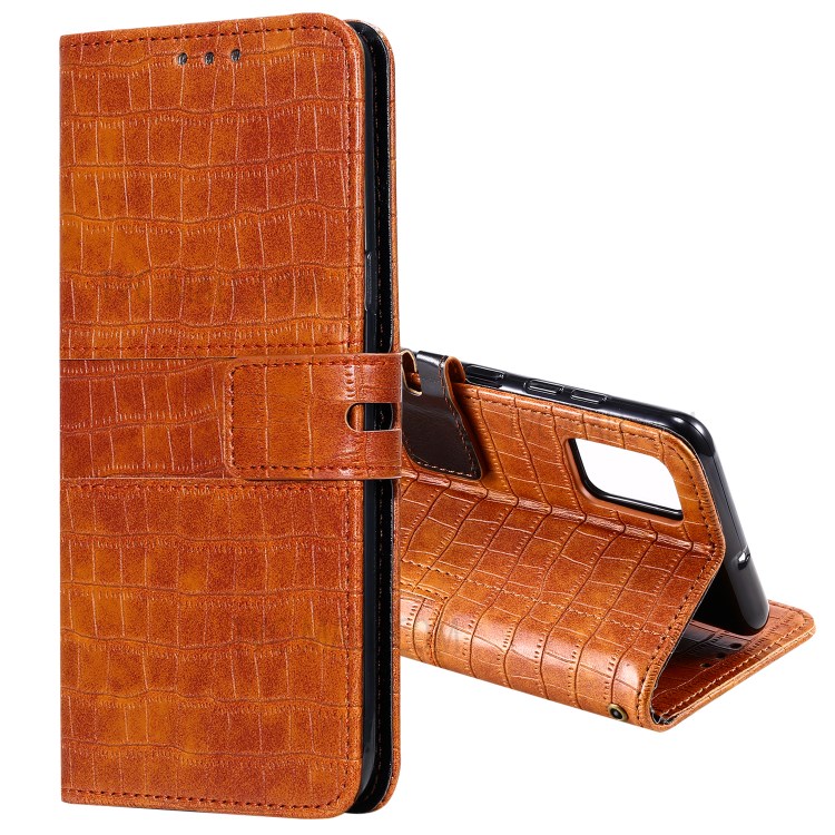 Crocodile Texture Leather Wallet Case for Samsung Galaxy A81/Note 10 Lite - Brown-1