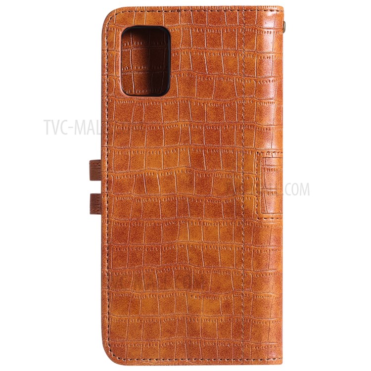 Crocodile Texture Leather Wallet Case for Samsung Galaxy A81/Note 10 Lite - Brown-3