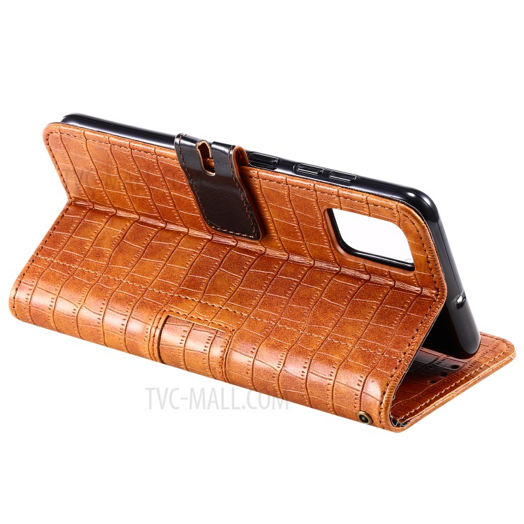 Crocodile Texture Leather Wallet Case for Samsung Galaxy A81/Note 10 Lite - Brown-6