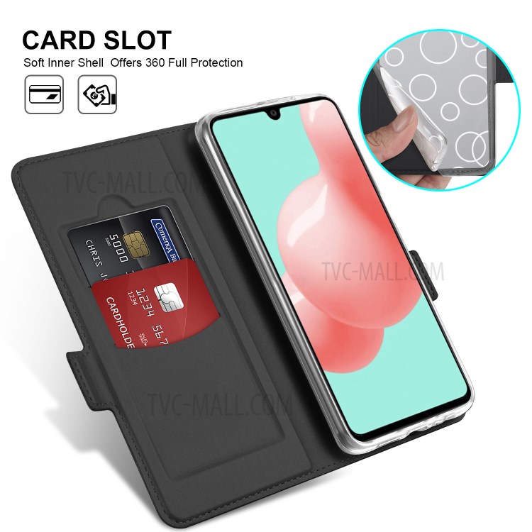 PU Leather Card Slots Stand Mobile Phone Cover for Samsung Galaxy A41 - Black-4