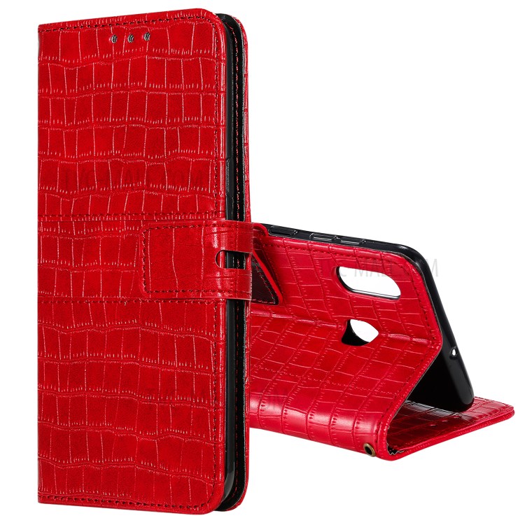 Crocodile Texture Leather Wallet Case for Samsung Galaxy A70e - Red-1