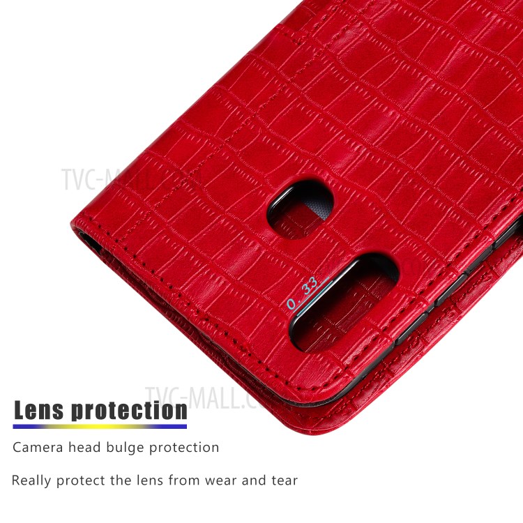 Crocodile Texture Leather Wallet Case for Samsung Galaxy A70e - Red-8