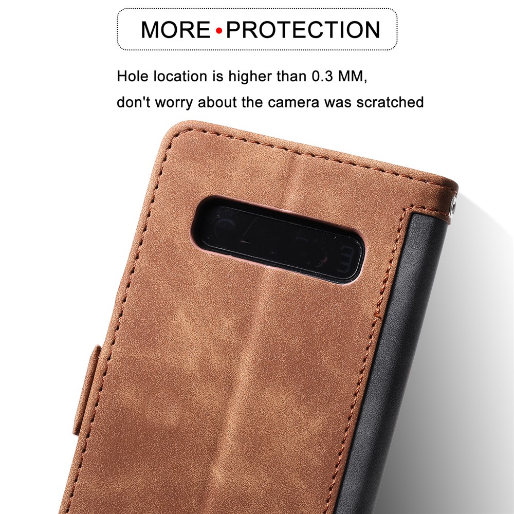 Retro Splicing Leather Shell for Samsung Galaxy S10e - Brown-10