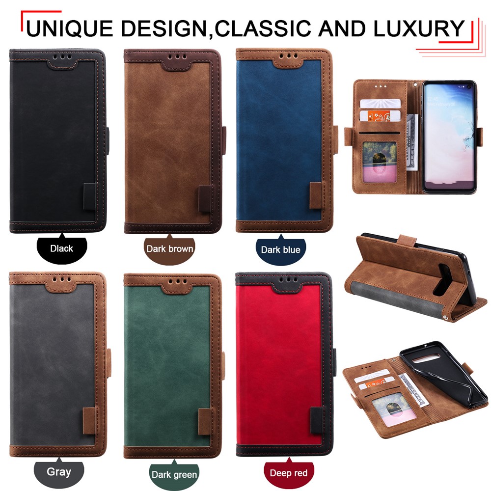 Retro Splicing Leather Shell for Samsung Galaxy S10e - Brown-13