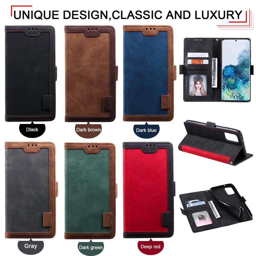 Vintage Splicing Style Wallet Stand Leather Phone Cover for Samsung Galaxy S20 Plus - Red-13