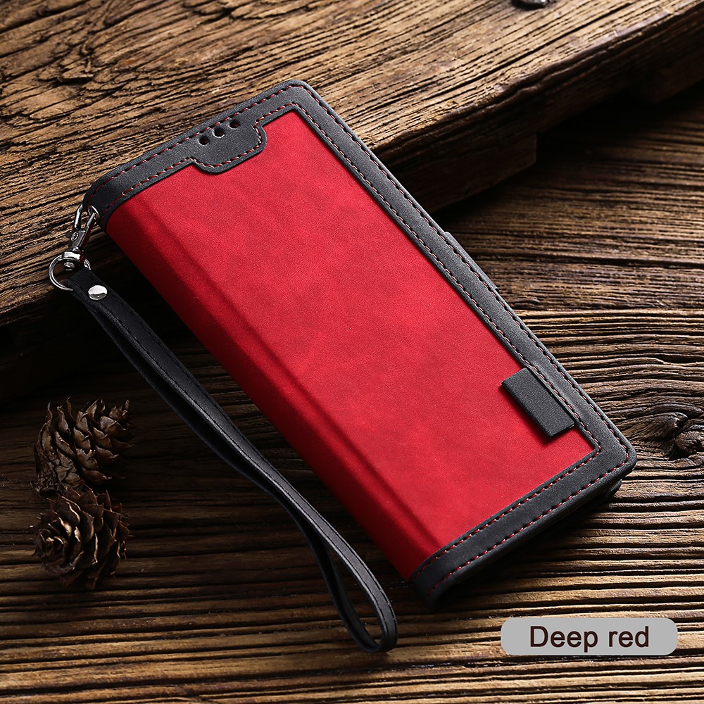 Vintage Splicing Style Wallet Stand Leather Phone Cover for Samsung Galaxy S20 Plus - Red-8