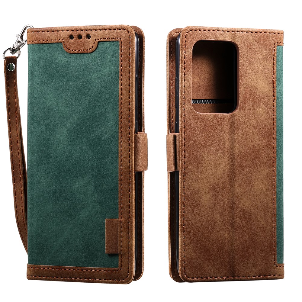 Vintage Splicing Style Wallet Stand Flip Leather Case for Samsung Galaxy S20 Ultra - Green-2