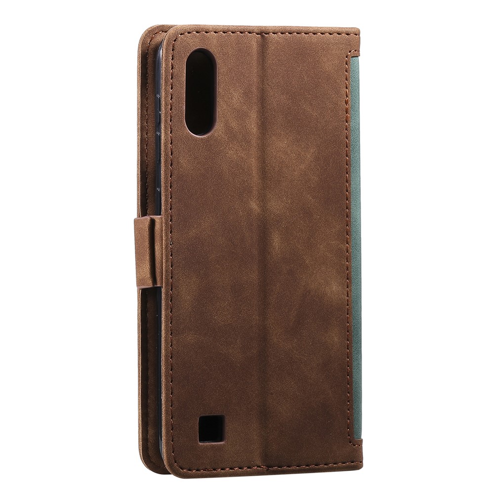 Retro Splicing Leather Phone Casing for Samsung Galaxy A10 - Green-5