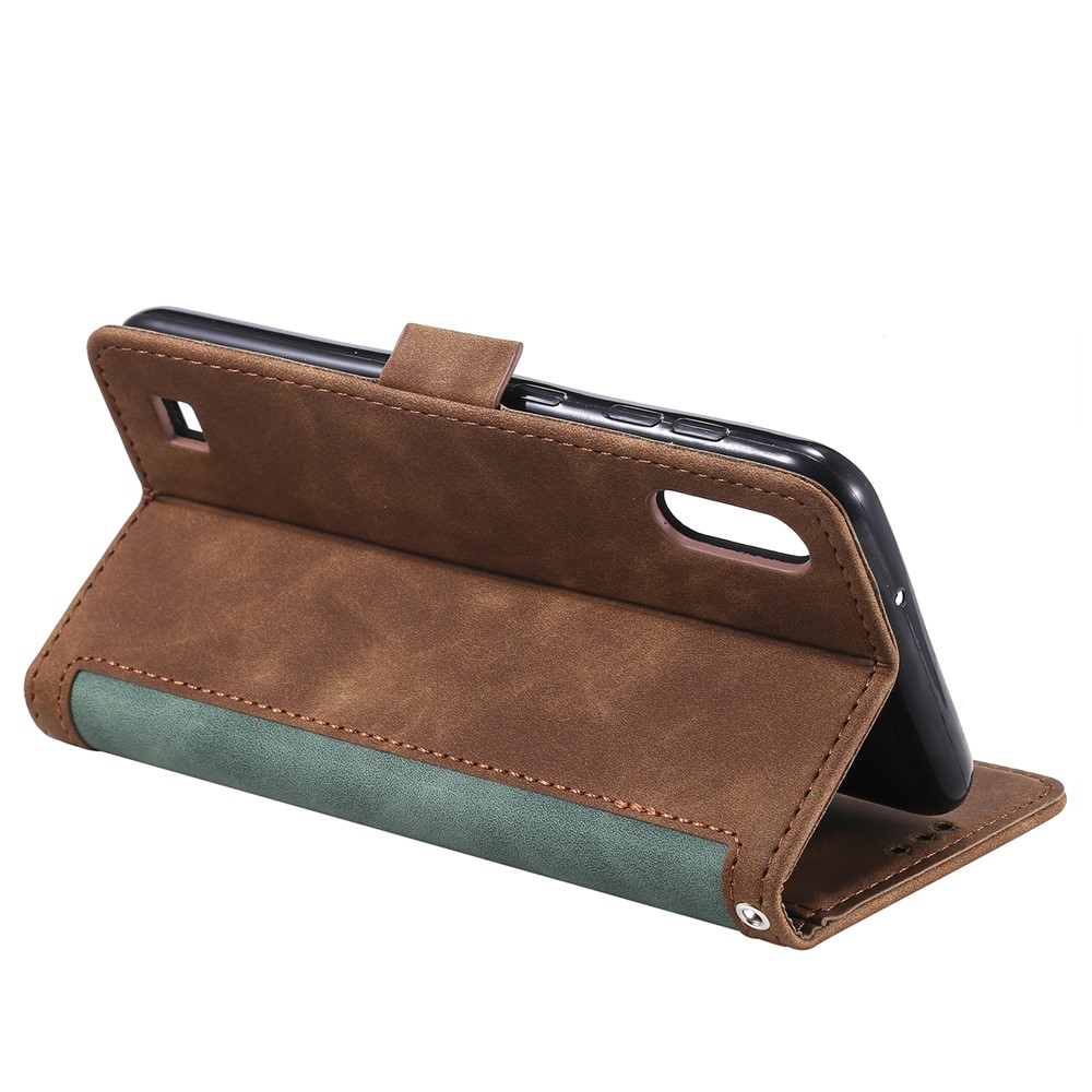 Retro Splicing Leather Phone Casing for Samsung Galaxy A10 - Green-7