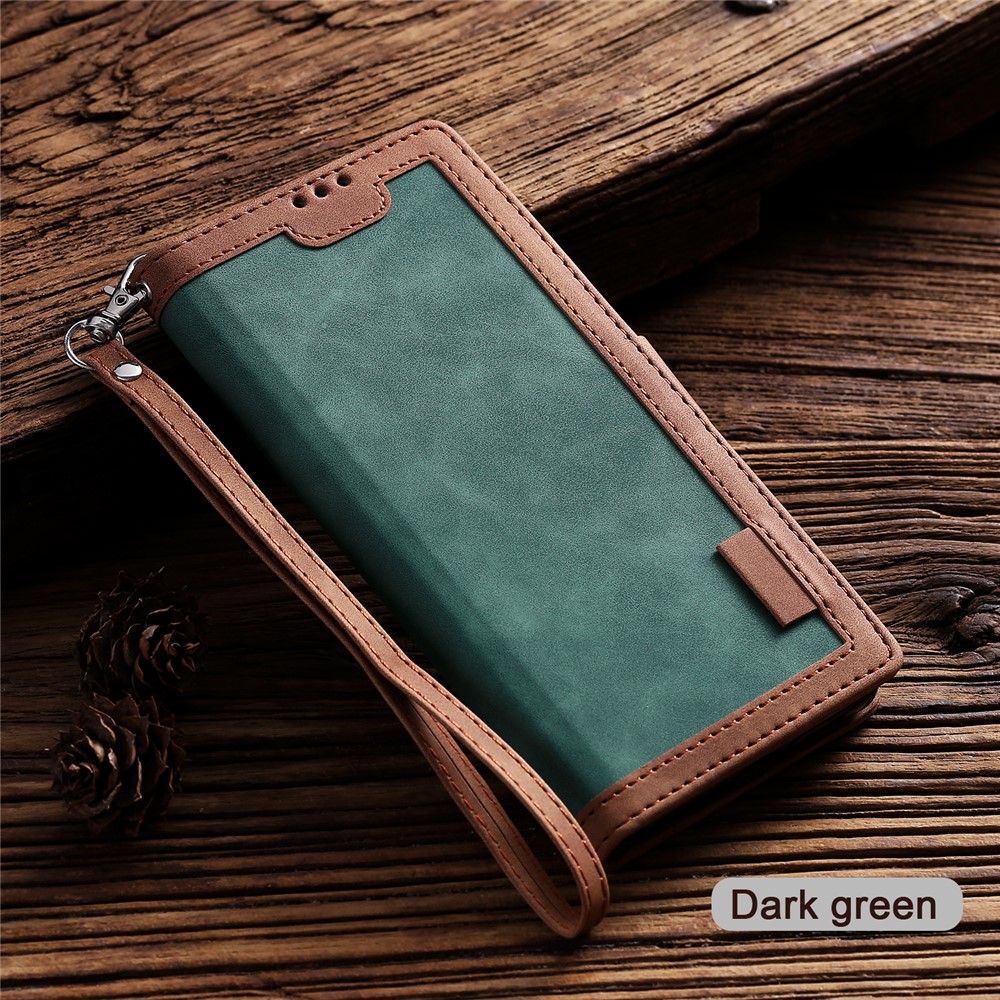 Retro Splicing Leather Phone Casing for Samsung Galaxy A10 - Green-8