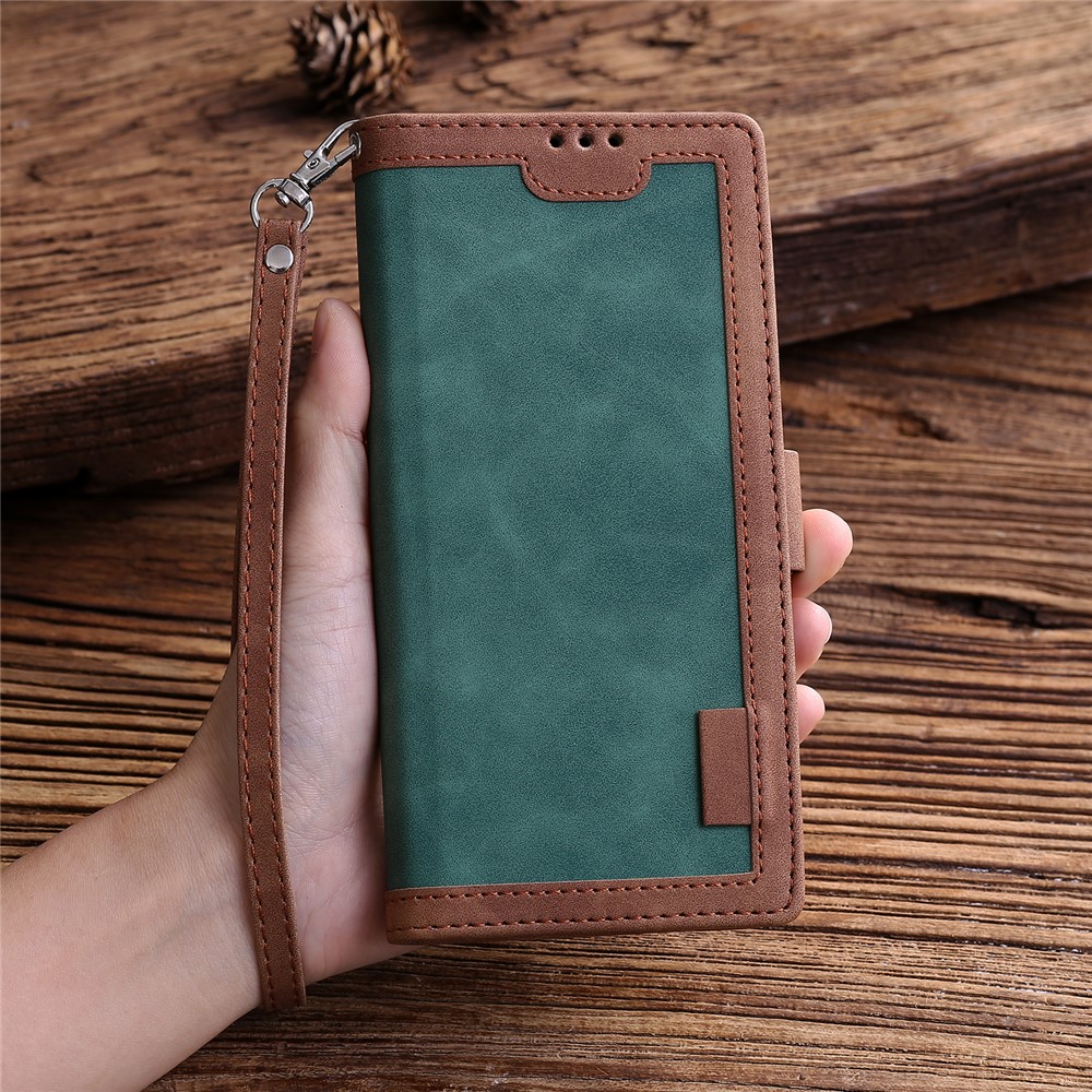 Retro Splicing Leather Phone Casing for Samsung Galaxy A10 - Green-9