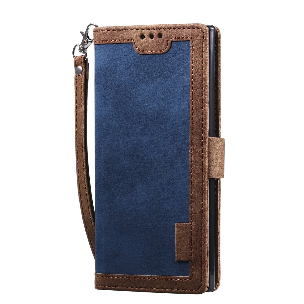 Retro Splicing Leather Phone Covering for Samsung Galaxy Note 10 Pro - Blue-4