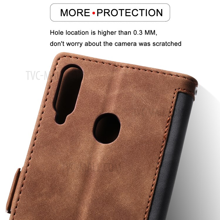 Vintage Splicing Style Wallet Stand Leather Flip Phone Case for Samsung Galaxy A20s - Grey-10