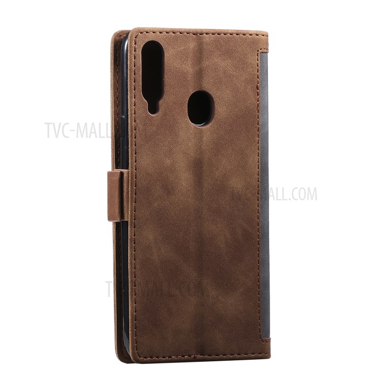 Vintage Splicing Style Wallet Stand Leather Flip Phone Case for Samsung Galaxy A20s - Grey-5