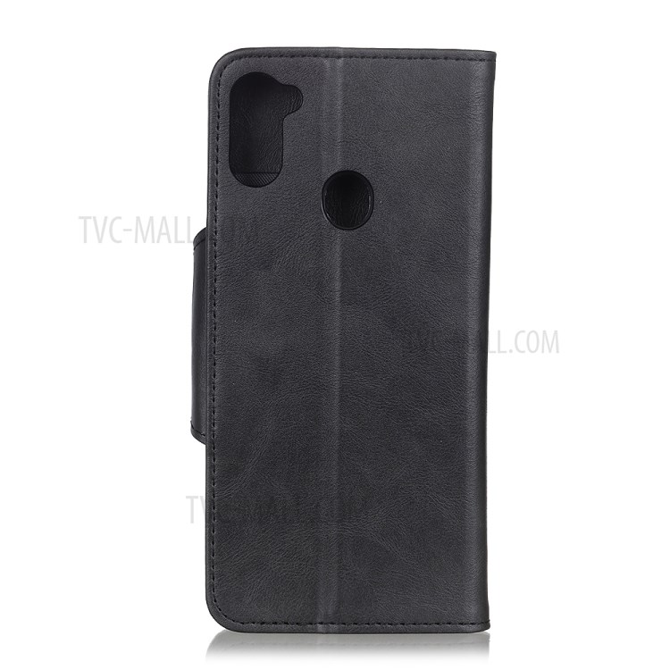 Brass Magnetic Clasp Wallet with Stand Leather Case for Samsung Galaxy A11 - Black-10