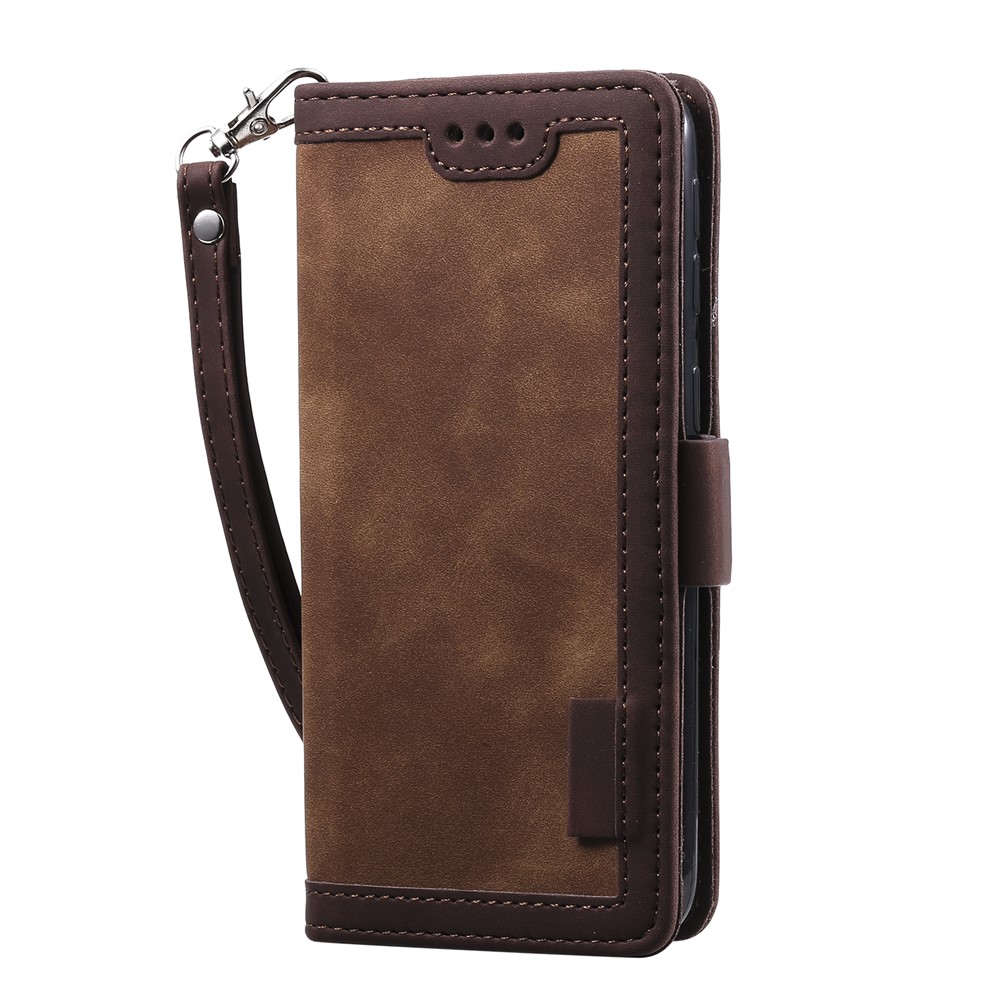 Vintage Splicing Style Wallet Stand Leather Flip Phone Shell for Samsung Galaxy A20e  - Brown-5