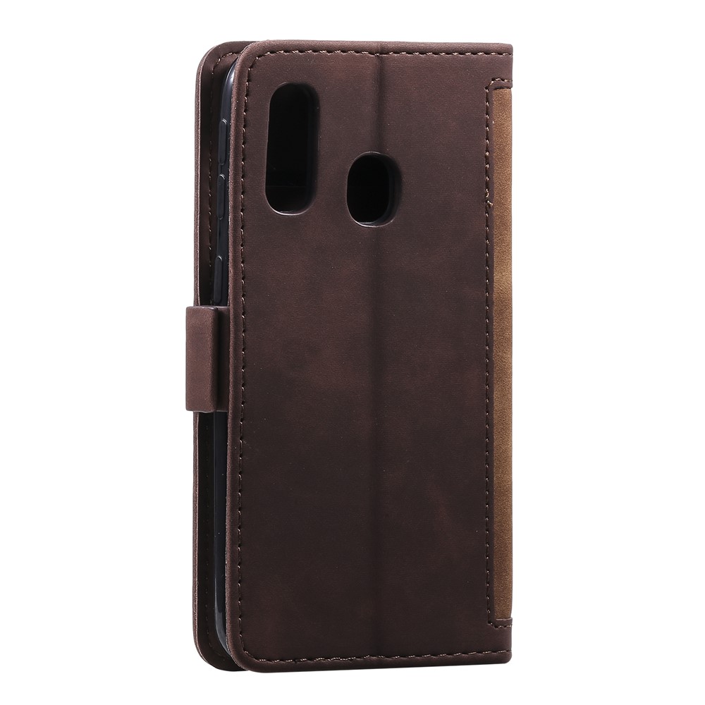 Vintage Splicing Style Wallet Stand Leather Flip Phone Shell for Samsung Galaxy A20e - Brown-6