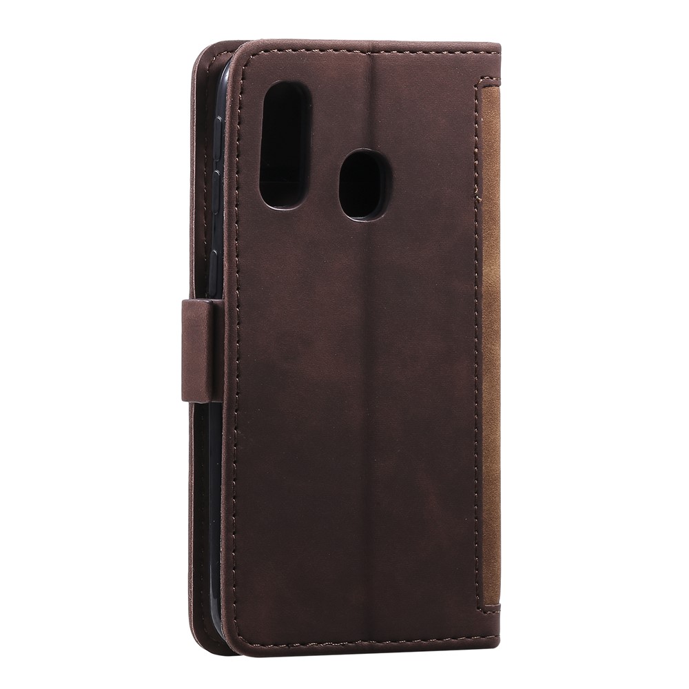 Vintage Splicing Style Wallet Stand Leather Flip Phone Shell for Samsung Galaxy A20e  - Brown-6