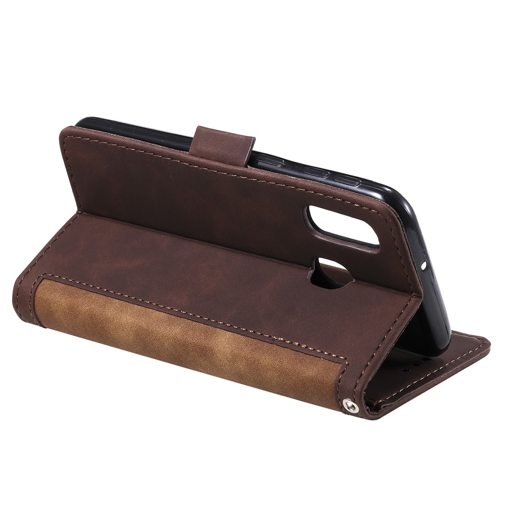 Vintage Splicing Style Wallet Stand Leather Flip Phone Shell for Samsung Galaxy A20e  - Brown-8