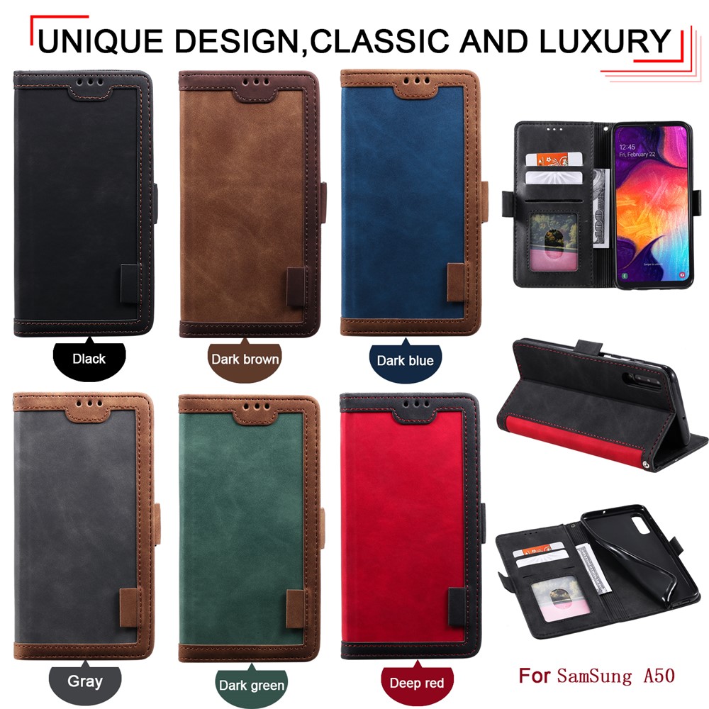 Special Retro Splicing Leather Shell for Samsung Galaxy A50/A50s/A30s - Red-13