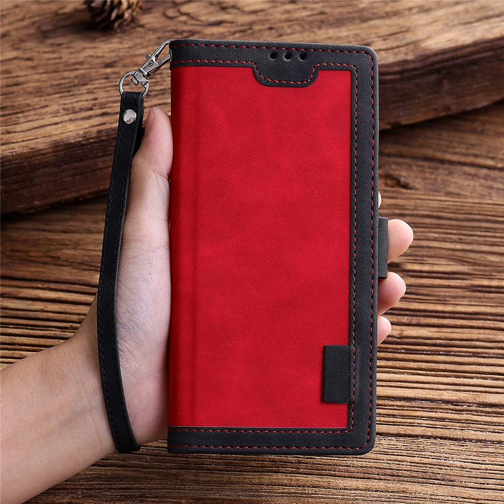 Special Retro Splicing Leather Shell for Samsung Galaxy A50/A50s - Red-9