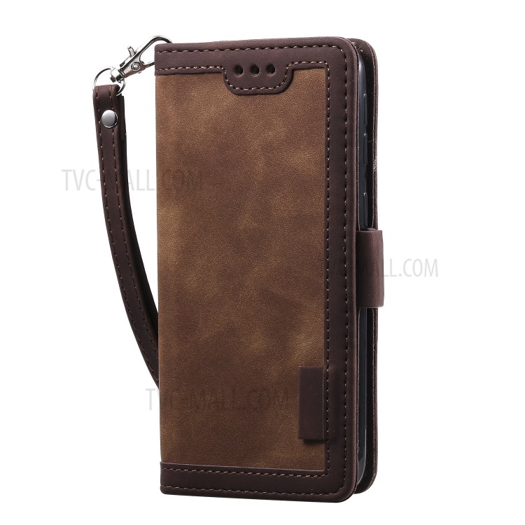 Vintage Splicing Style Wallet Stand Leather Shell Protective Case for Samsung Galaxy A40 - Brown-4