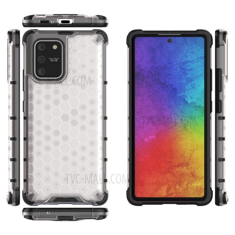 Schuko-Wabenmuster TPU + PC Hybrid Tasche Für Samsung Galaxy A91 / S10 Lite - Weiß-12
