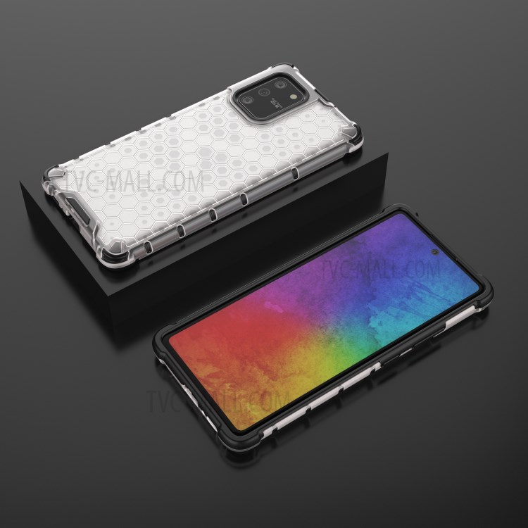 Schuko-Wabenmuster TPU + PC Hybrid Tasche Für Samsung Galaxy A91 / S10 Lite - Weiß-13
