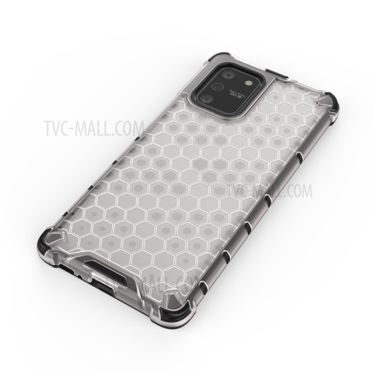 Schuko-Wabenmuster TPU + PC Hybrid Tasche Für Samsung Galaxy A91 / S10 Lite - Weiß-4